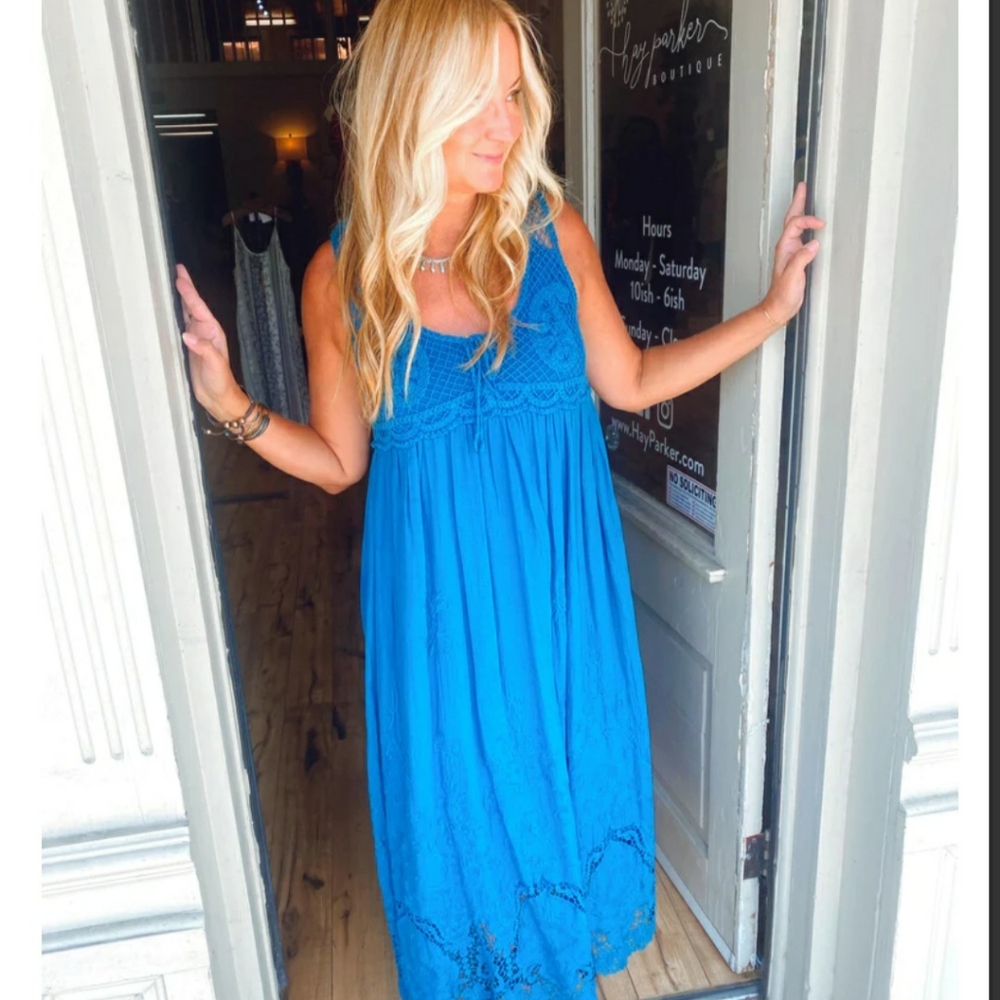 NEW Scanal Italy Teal Crochet Dress